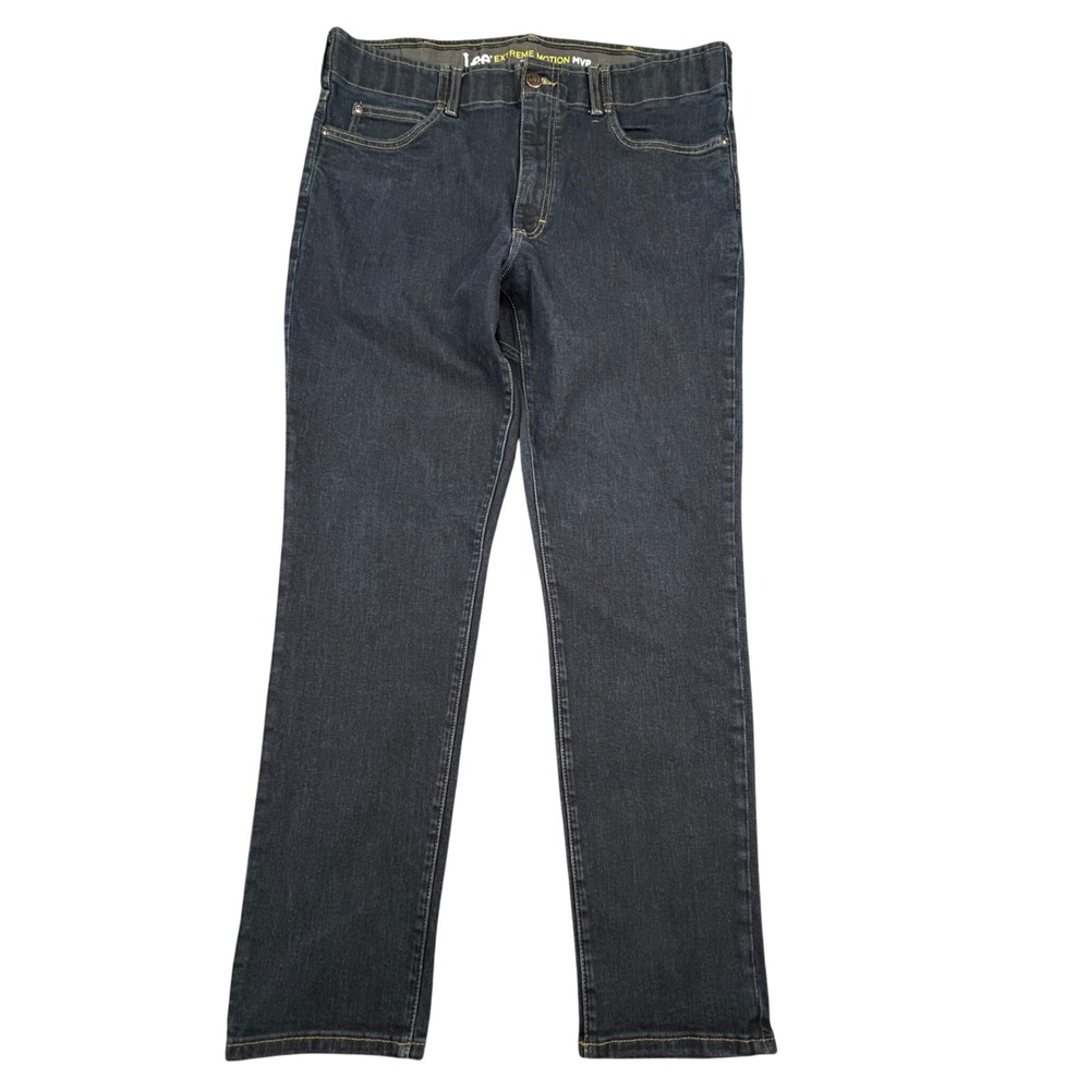 Lee‎ Extreme Motion MVP Slim Taper Jeans Men 38x32 Dark Wash Stretch Denim Pants